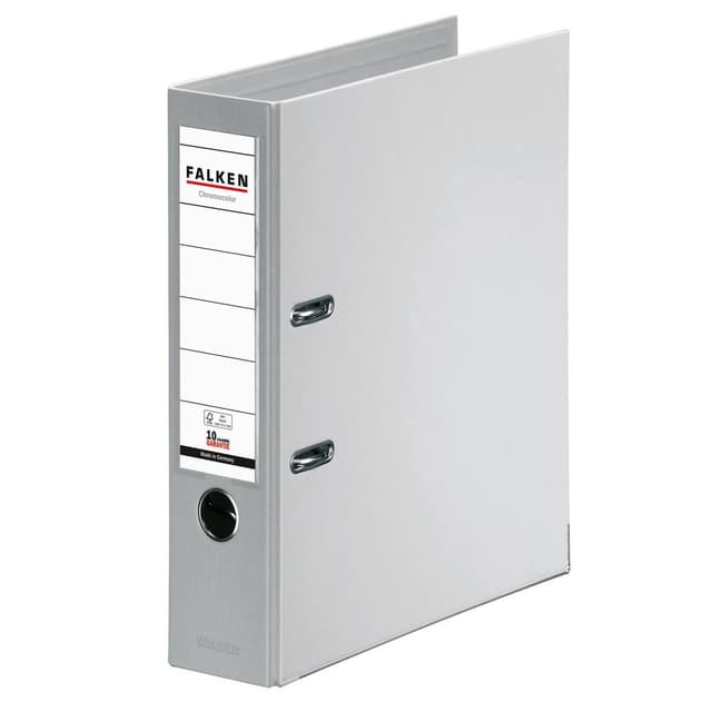 Original Falken 10er Pack Chromocolor Premium-Ordner. Made in Germany. Kunststoffbezug außen und innen 8 cm breit DIN A4 grau Ringordner Aktenordner Briefordner Büroordner Plastikordner grau breit