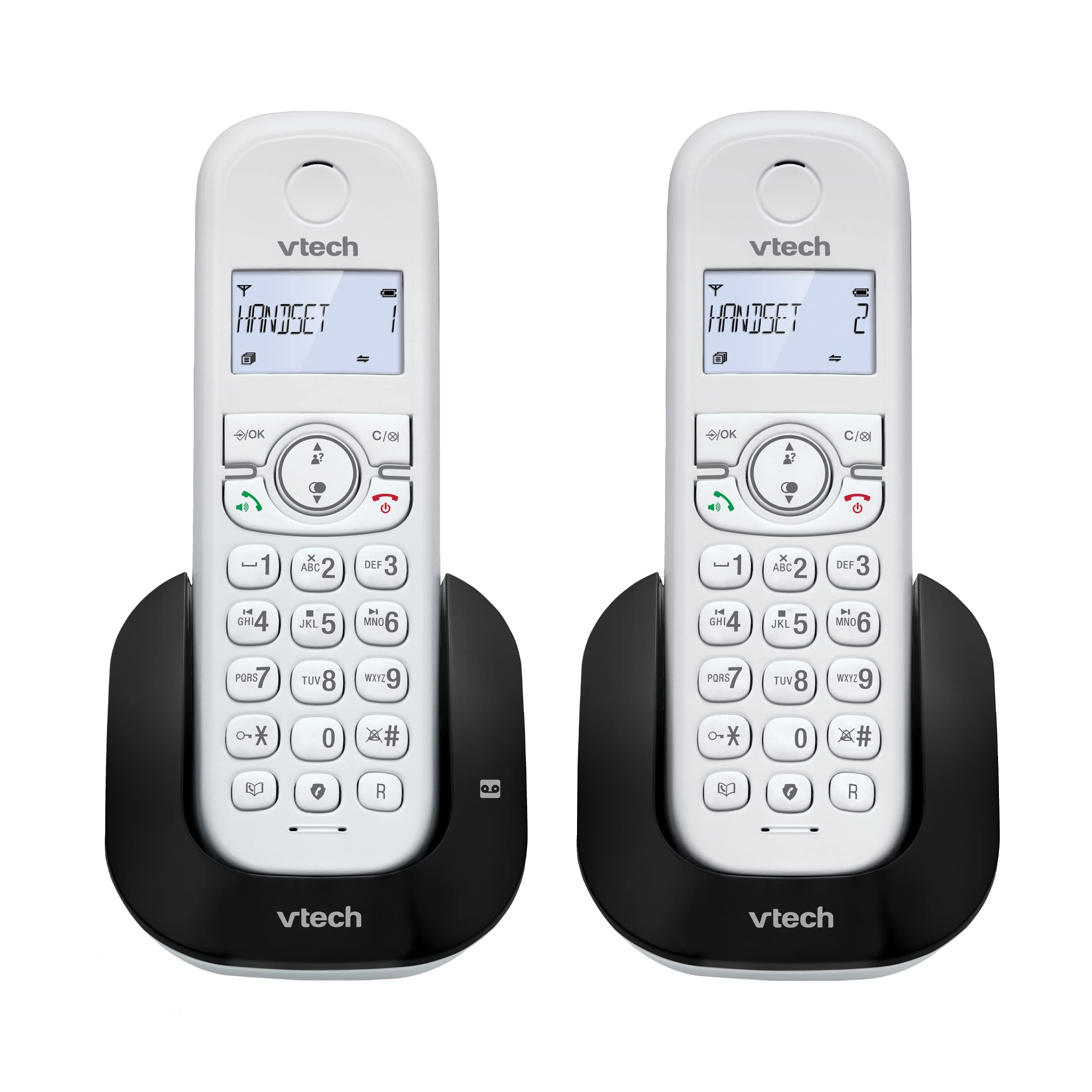 VTech CS1551 DECT Telefon Schnurlos 2 Mobilteile mit Anrufbeantworter, innovativer Ladestation, Anrufersperre, Anrufererkennung/Anklopffunktion, Freisprecheinrichtung, hintergrundbeleuchtetem Display CS1551 2 Mobilteile telefon schnurlos mit Anrufbeantwor
