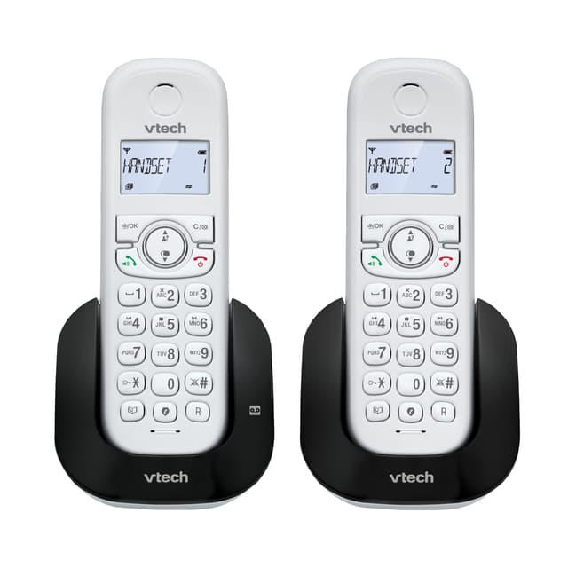 VTech CS1551 DECT Telefon Schnurlos 2 Mobilteile mit Anrufbeantworter, innovativer Ladestation, Anrufersperre, Anrufererkennung/Anklopffunktion, Freisprecheinrichtung, hintergrundbeleuchtetem Display CS1551 2 Mobilteile telefon schnurlos mit Anrufbeantwor