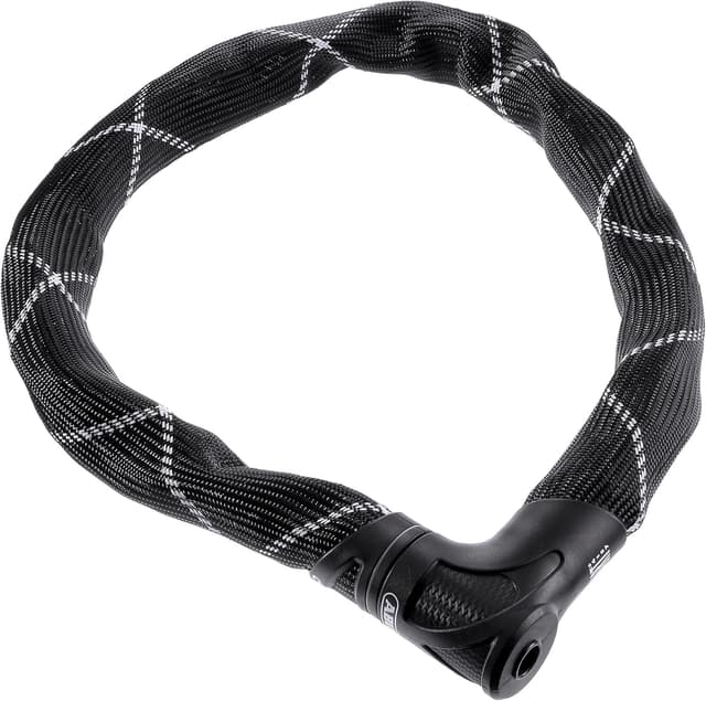 ABUS Kettenschloss Iven Chain 8210 – Fahrradschloss aus gehärtetem Stahl – mit Kunstfaserummantelung – ABUS-Sicherheitslevel 10 Schwarz 85 cm Single