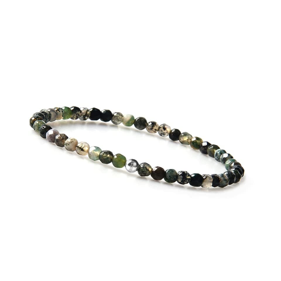 GD GOOD.designs Armband Damen mit echten Natursteinen und 925 Silber Perle I Naturstein Armband aus facettierte 4mm Edelstein Perlen - Inkl. Geschenkbeutel grüner Achat