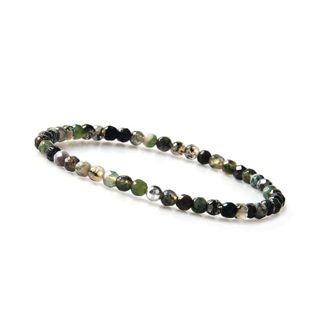 GD GOOD.designs Armband Damen mit echten Natursteinen und 925 Silber Perle I Naturstein Armband aus facettierte 4mm Edelstein Perlen - Inkl. Geschenkbeutel grüner Achat