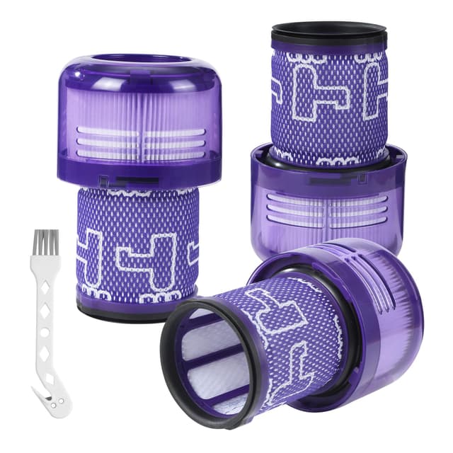 3 für Dyson v12 Detect Slim Absolute Filter, plus 1 Bürste mit Haken, für Dyson v12 Filter, für Dyson Filter v12, für Dyson v12 Slim Filter, waschbares Ersatz HEPA Filterzubehör, ersetzt #971517-01