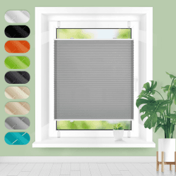 Homland Plissee ohne Bohren Klemmfix B60 x H110 cm Grau, Plissees für Fenster und Tür, Jalousie Easyfix Plisseerollo mit Klemmträger Sonnenschutz und Sichtschutz lichtdurchlässig Rollo Grau B60 x H110 cm