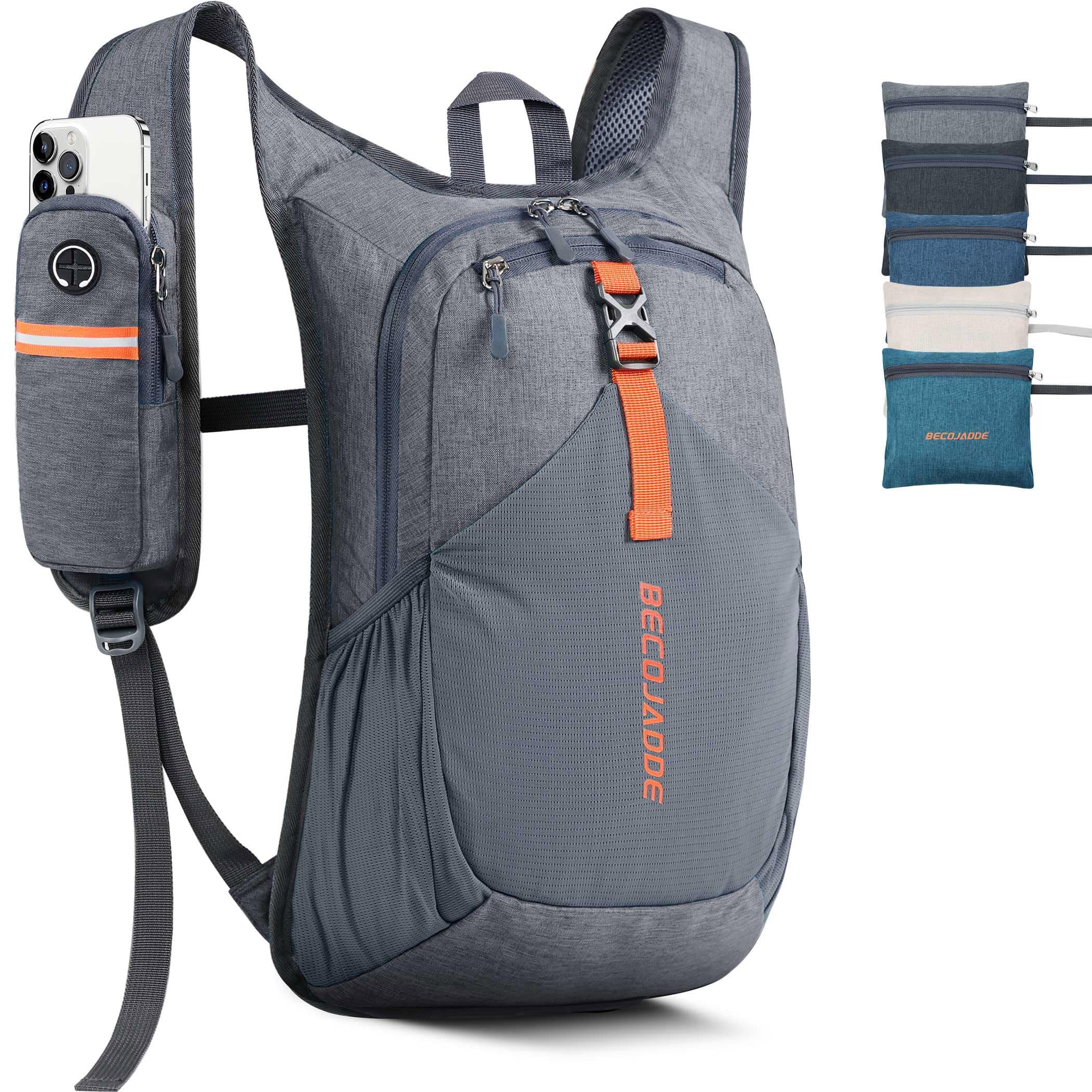 BECOJADDE 15L Wanderrucksack Herren Kleiner Rucksack Damen Leichter Daypack Tagesrucksack Faltbarer Trekkingrucksack für Camping Outdoor Wandern Travel Grau 15 Liter Grau