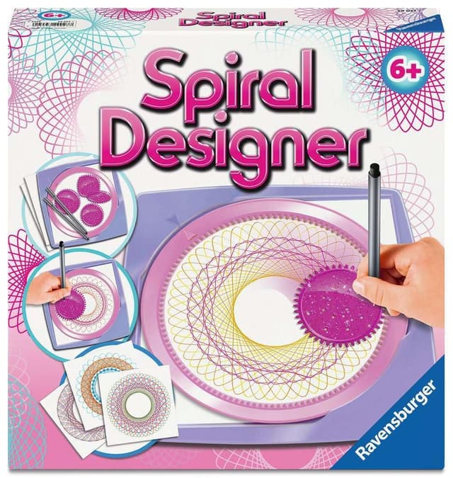 Ravensburger Spiral-Designer Girls 29027, Zeichnen Lernen für Kinder ab 6 Jahren, Zeichen-Set mit Schablonen für farbenfrohe Spiralbilder und Mandalas