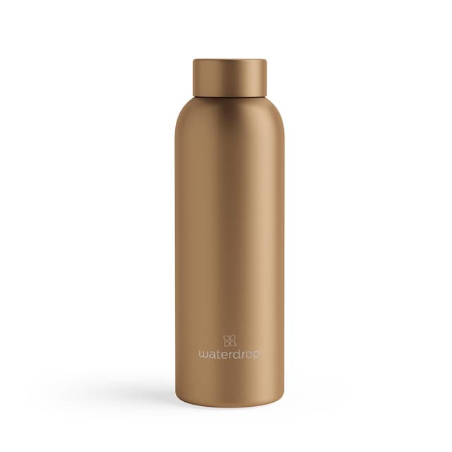 waterdrop® Steel Bottle 600ml isolierte Trinkflasche auslaufsicher | Thermosflasche 24h kalt, 12h heiß | doppelwandige Edelstahl Wasserflasche | bruchsicher | Kohlensäure geeignet 600 ml Bronze Gebürstet