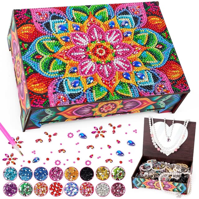 Geschenke Mädchen 7 8 9 10 11 Jahre, Diamond Painting Schmuckkästchen Kinder ab 8 10 Jahre, Bastelset Kinder ab 6 Jahre, Kreatives Basteln Geburtstagsgeschenke Mädchen 5-12, Diamant Painting Spielzeug