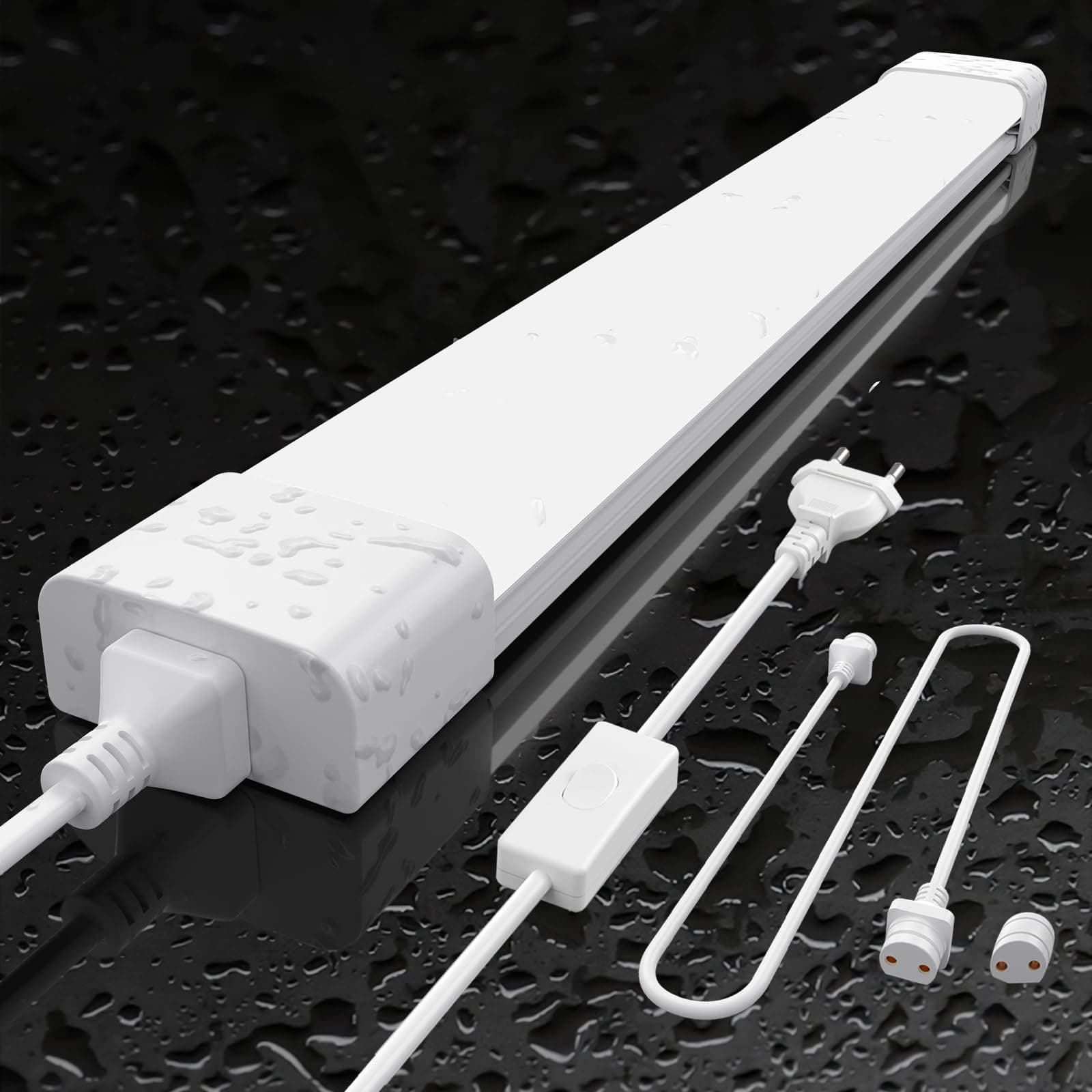 Amdelne Feuchtraumleuchte LED 120cm, 36W 4000LM LED Neonröhre, Neutralweiß 4000K Feuchtraumlampe, IP65 Wasserfest Wannenleuchte, Werkstattlampe, Kellerleuchte, Deckenleuchte für Büro Lager Garage 120cm-36W 1