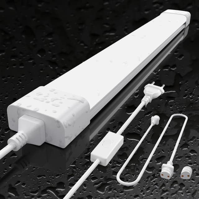 Amdelne Feuchtraumleuchte LED 120cm, 36W 4000LM LED Neonröhre, Neutralweiß 4000K Feuchtraumlampe, IP65 Wasserfest Wannenleuchte, Werkstattlampe, Kellerleuchte, Deckenleuchte für Büro Lager Garage 120cm-36W 1
