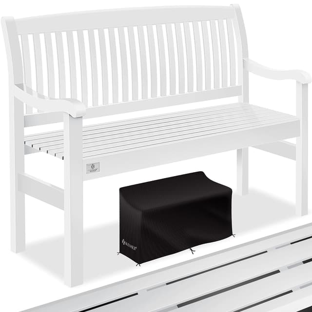 KESSER® Gartenbank Holz Holzbank wetterfest | Für 2 bis 3 Personen | Parkbank aus Massivholz | Sitzbank 320kg belastbar 125 cm | Balkonbank Bank für Balkon Terrasse & Garten inkl. Cover Weiß 125 cm Weiß
