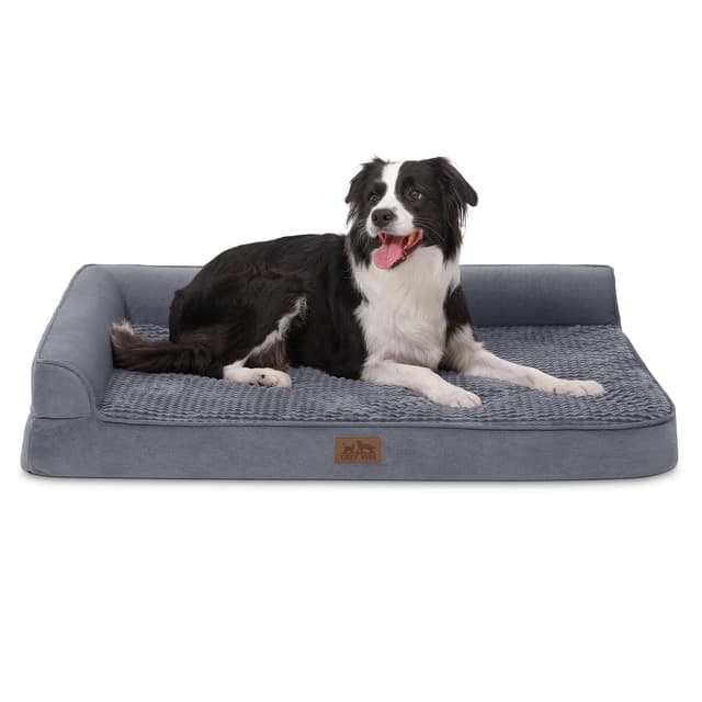 COZY KISS Orthopädisches Hundebett, 19cm Dicke Hundesofa für Mittelgroße Hunde, Abnehmbar und Waschbar Hundecouch, rutschfeste Unterseite, Wasserdichtes Innenfutter (Gris-L-Type, L(107 * 76 * 19CM)) L(107*76*19CM) Grau