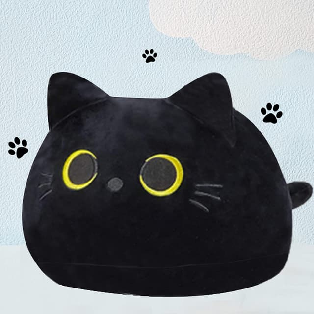 JOCCIK Katzen Schwarze weiches Stofftier Kopfkissen Plüschpuppe Weihnachten Geburtstagsfeier Geschenk