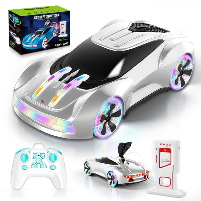 YOOHBERRYS Ferngesteuertes Auto, 4WD 18km/h RC Drift Car mit fünf Lichtmodi, Musik und Sprühen, 2.4Ghz RC Future Stunt Spielzeugauto, Rc Auto Geschenk für Kinder ab 6 Jahre (Grau)