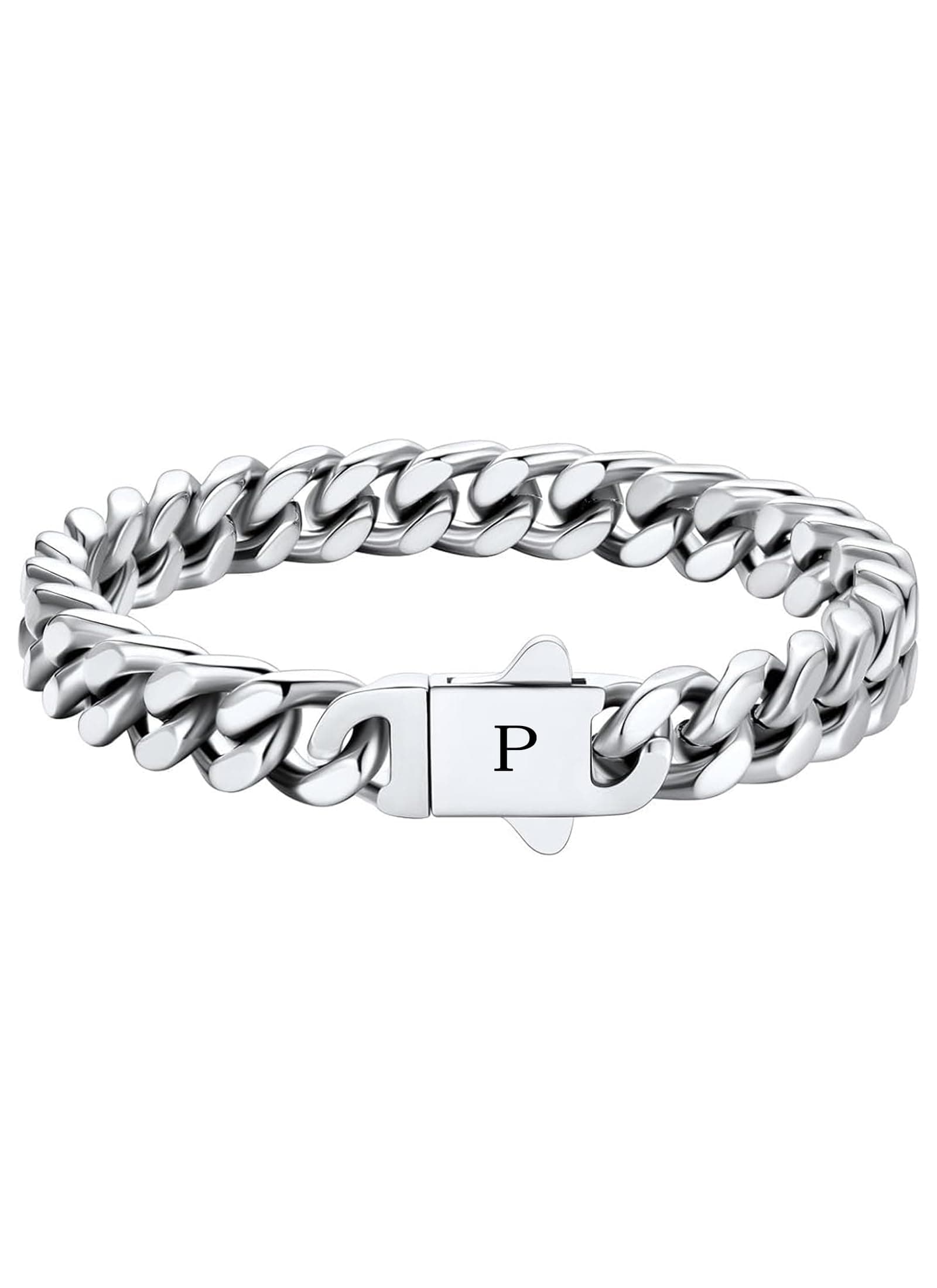 HAYOUWAY Armband Herren mit Buchstaben Edelstahl Panzerkette Silber Gold Armbänder für Herren Gravur A-Z Personalisierte Weihnachten Jahrestag Vatertag Geburtstagsgeschenk für Männer Papa Freund Sohn
