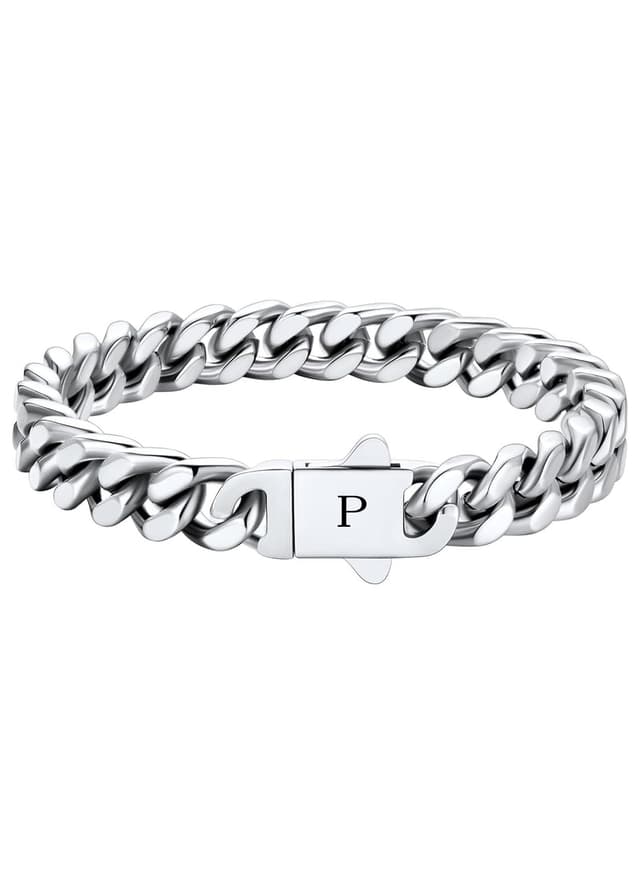 HAYOUWAY Armband Herren mit Buchstaben Edelstahl Panzerkette Silber Gold Armbänder für Herren Gravur A-Z Personalisierte Weihnachten Jahrestag Vatertag Geburtstagsgeschenk für Männer Papa Freund Sohn