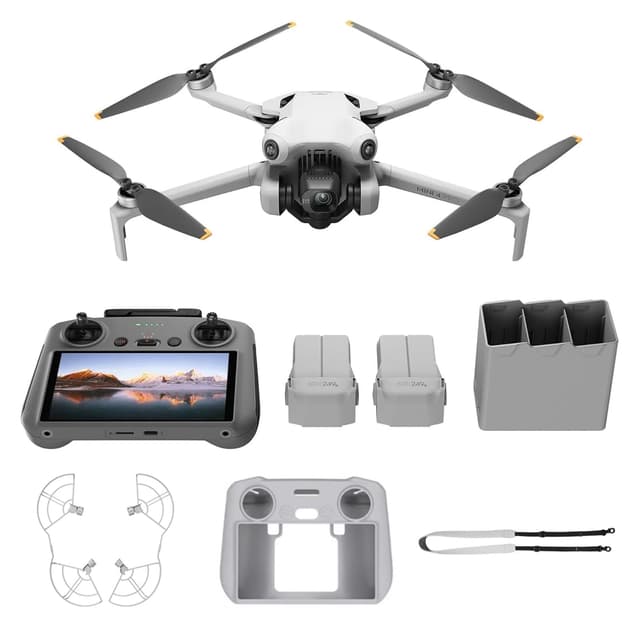 DJI Mini 4 Pro Fly More Combo Bundle, faltbare mini-Drohne mit 4K HDR-Videokamera, 34 Minuten Flugzeit, Video-Übertragungsreichweite, C0 (Propellerschutz + Schutzhülle + Fernbedienungsgurt)