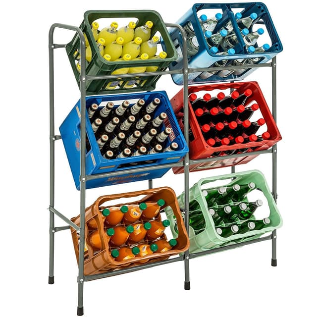 tectake® Getränkekistenregal, Stabiles Standregal, Kistenregal, Kisten Regal, Kastenregal für Getränke, für Küche, Regal Keller, Vorratsregal, Abstellkammer Organizer (für 6 Kästen | Nr. 401728)