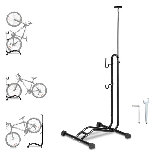 Ikodm 3 in 1 Fahrradständer bis 7cm Abstellständer bis 27.5" Fahrradgröße, Fahrräder Wartungsständer waagerecht und senkrecht Einhänge,Höhenverstellbaren,Anti Slip, schwarz, 42.5 * 43.5 * 117 3 in 1 3 in 1 - 1er