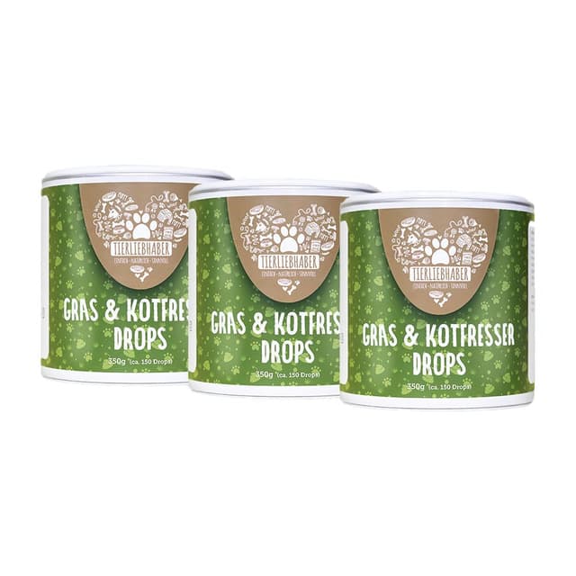 TIERLIEBHABER – Gras- & Kotfresser Drops für Hunde – bei Fressen von Gras & KOT – beruhigt den Magen & reduziert Sodbrennen – Grasfresser Drops mit Anis & Fenchel (3X 350g | ca. 450 Drop)
