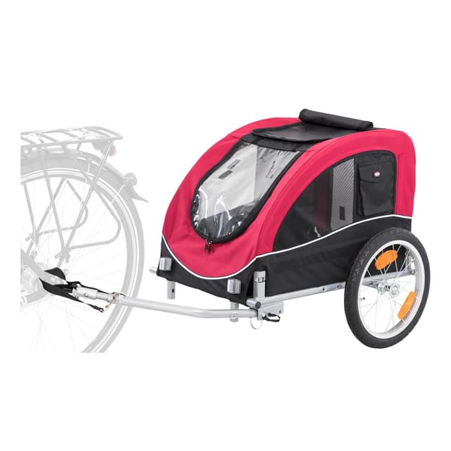 TRIXIE Hundeanhänger für das Fahrrad 43 × 45 × 73 cm bis zu 22 kg – faltbarer Hundefahrradanhänger mit Bremsen – mit Signalwimpel und Anhängerkupplung, 12814 M Single