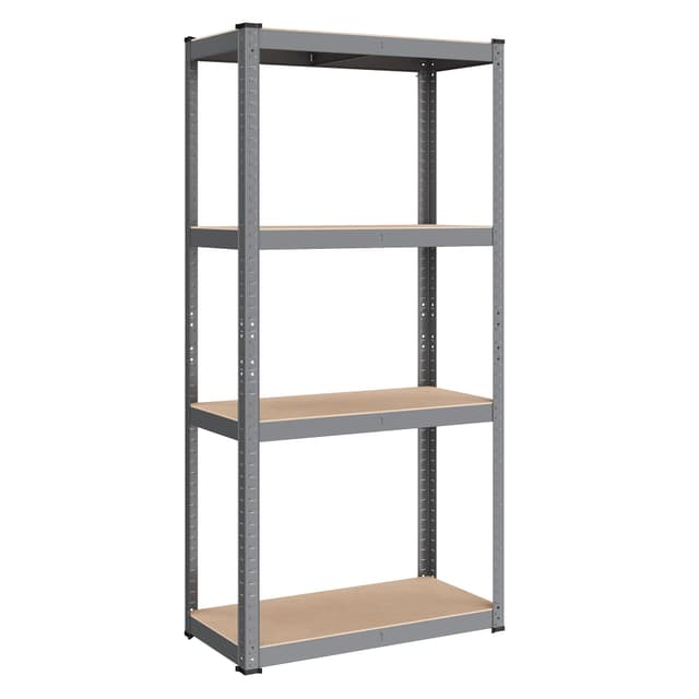 SONGMICS Schwerlastregal, Kellerregal, Lagerregal, 40 x 80 x 160 cm, Regal mit Stahlgestell, bis 520 kg belastbar, 4 verstellbare Ablagen, grau GLR044G01 1 Grau