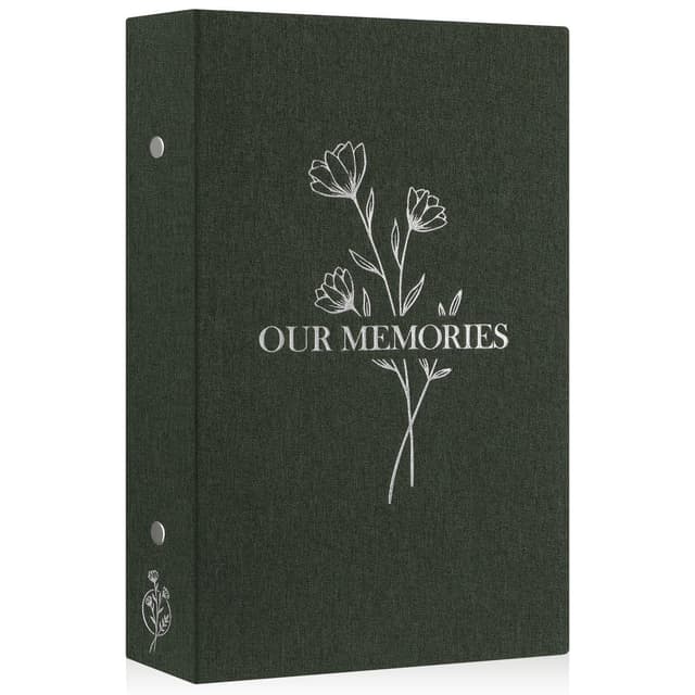 Lanpn Fotoalbum 10x15 300, Leinen OUR MEMORIES Einstecken Einsteckalbum für Querformat Fotos Bilder Grün 300 Fotos Grün