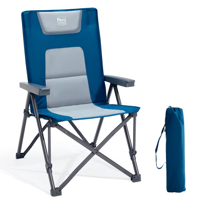 TIMBER RIDGE Campingstuhl Faltbar 260 KG Belastbar 4 Positionen verstellbar Klappstuhl Gepolstert mit Armlehnen Angelstuhl Camping Stuhl