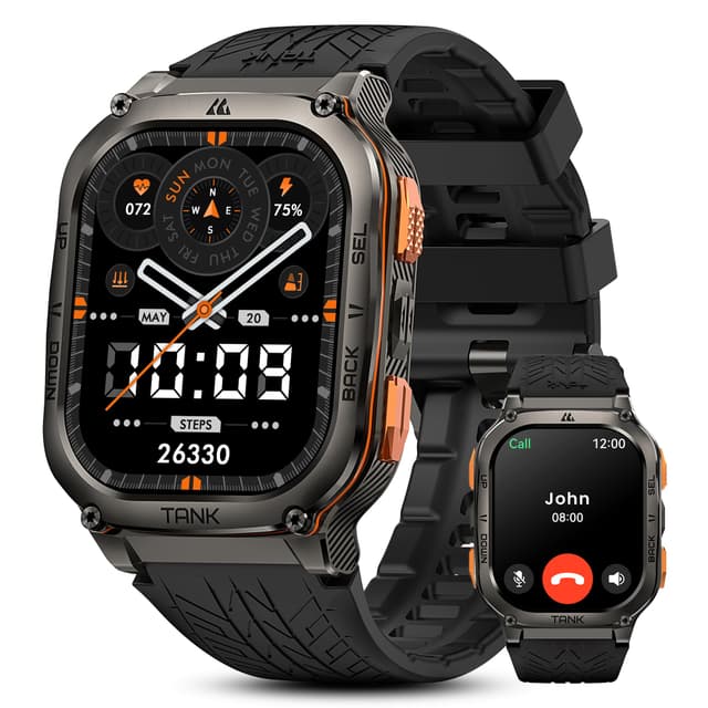 KOSPET M3 Ultra GPS Smartwatch Heren,1,96“ AMOLED, 5ATM, 40+ Tage Akku, 170+ Sportmodi, 24/7 Gesundheitsmonitor, Android/iOS Kompatibel (Schwarz) hellschwarz