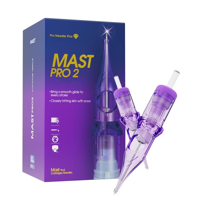 Mast Pro2 Tattoo Nadeln Set Mixed Size 50 Stück #12 0.35mm Standard Bugpin Round Liner Curved Magnum Shader Tattoo Cartridge 1RL 3RL 5RL 5RM 7RM für Tattoo Maschine Pen #12 1RL 3RL 5RL 5RM 7RM