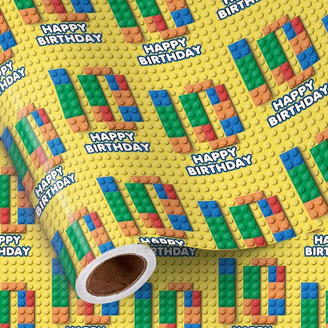 RUSPEPA Geschenkpapier zum 10. Geburtstag für Jungen, Minirolle, leuchtendes Gelb mit bunter Zahl 10 und „HAPPY BIRTHDAY“-Text-Geschenk Geschenkpapier, perfekt für Kindergeburtstage, 43,2 cm x 5 m Alter 10