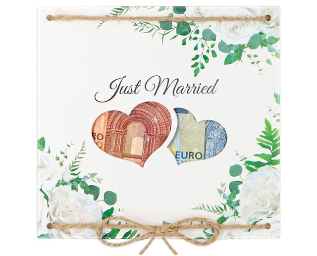 WenmthG - Hochzeitskarte Geldgeschenk - Just Married - Geldgeschenke mit Verpackung - Hochzeit deko - Geschenke für Frauen, Männer, Brautpaar - Gästebuch