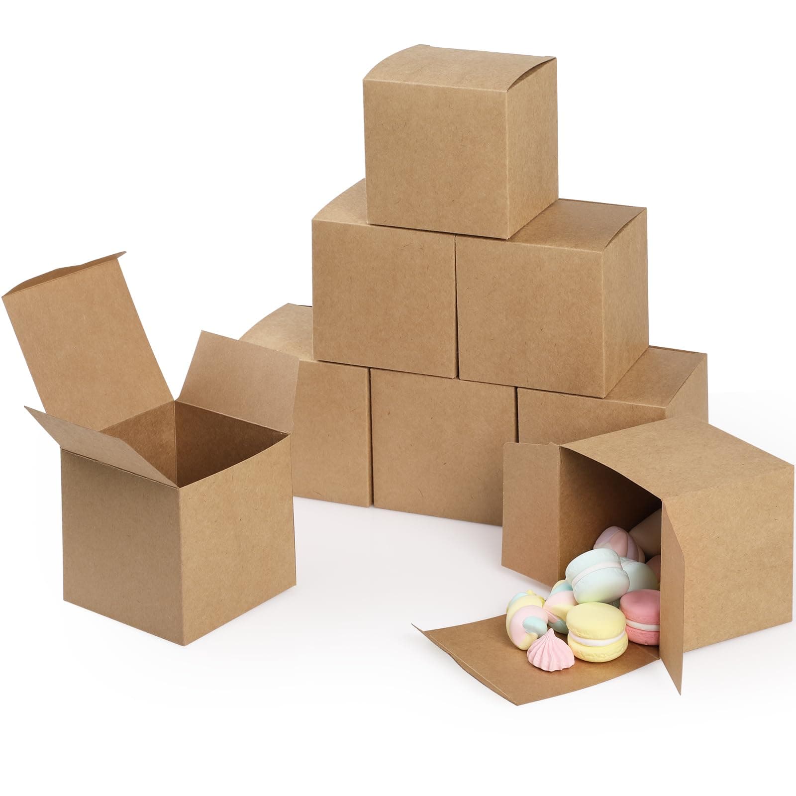 40 Stück Klein Geschenkschachtel Kraftpapier Tüten Geschenkbox,Geepen Geschenkbox Kleine Geschenkboxen 4x4x4cm Braunes DIY Gastgeschenke Hochzeit, Pralinenschachtel Leer Schachtel, MEHRWEG
