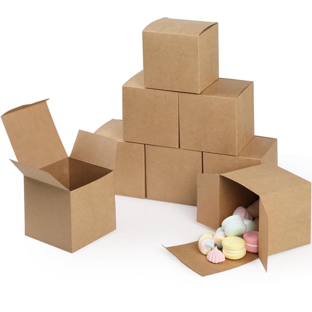 40 Stück Klein Geschenkschachtel Kraftpapier Tüten Geschenkbox,Geepen Geschenkbox Kleine Geschenkboxen 4x4x4cm Braunes DIY Gastgeschenke Hochzeit, Pralinenschachtel Leer Schachtel, MEHRWEG