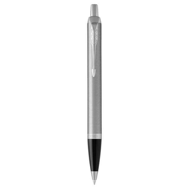 Parker IM Kugelschreiber | Edelstahl mit Chrom-Zierteilen | mittlere Spitze mit blauer Tinte | Geschenkbox Kugelschreiber 1 stück (1er Pack) Stainless Steel Lacquer Chrome Trim