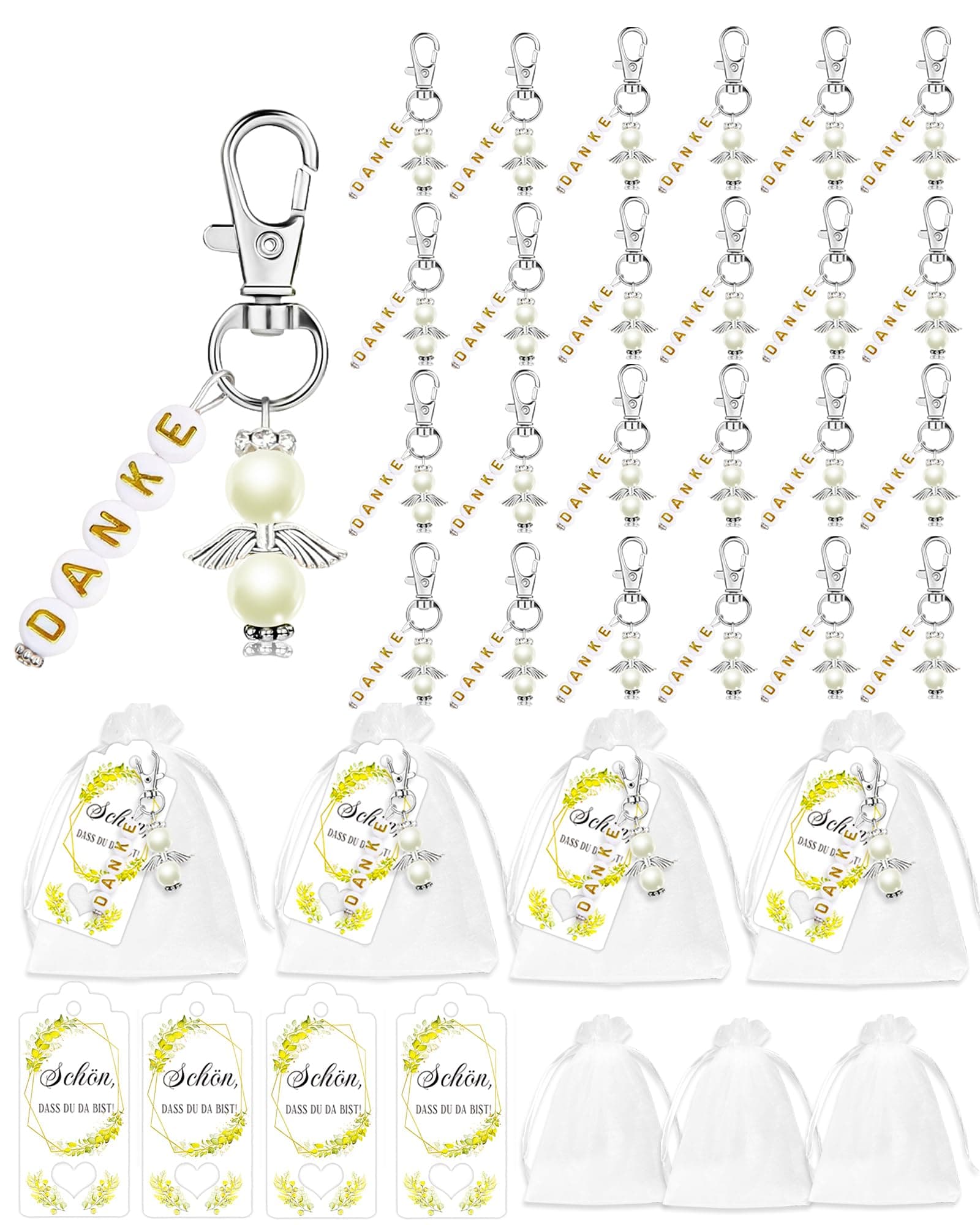 24 Stück Schutzengel Geschenkanhänger für Kommunion Hochzeit Weihnachten,Glücksbringer,Schön Dass Du Da Bist Anhänger,Gastgeschenke Hochzeit mit Schutzengel Anhänger,Abschiedsgeschenk Erzieherin