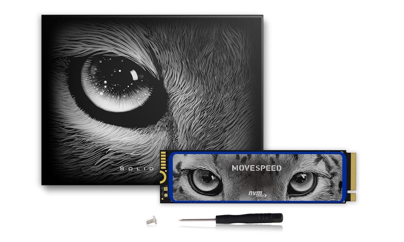 MOVE SPEED HB7450 2TB M.2 SSD | PCIe 4.0 Gen4 NVMe Solid-State-Laufwerk – bis zu 7.450 MB/s Lesegeschwindigkeit, Fortschrittliche 3D-NAND-Technologie, Geeignet für PS5, Desktops & Laptops