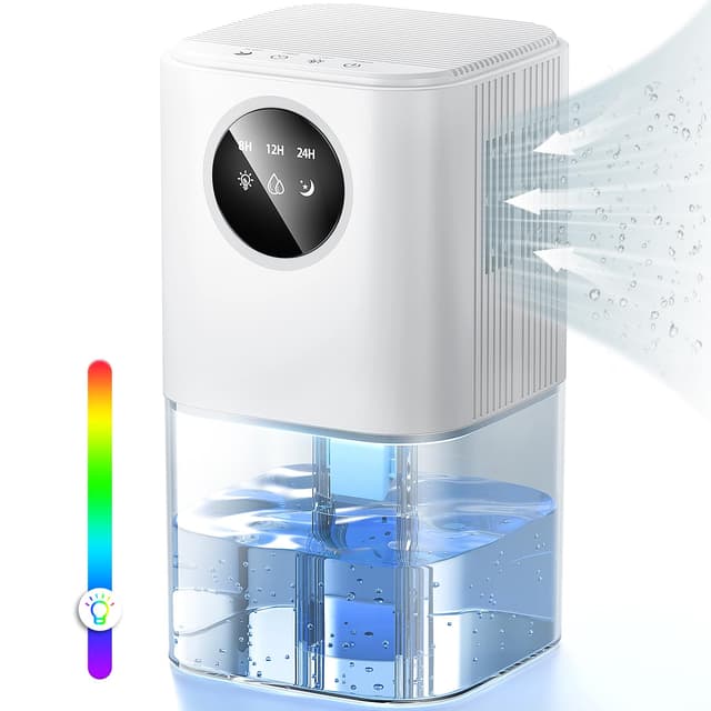 Luftentfeuchter Elektrisch, 1800ML Entfeuchter Raumentfeuchter Leise Dehumidifiers for Home, 35dB Elektrischer Luftentfeuchter Klein mit Abtau- und Schlafmodus, 24H Timer für Badezimmer Küchen Keller Weiß-01
