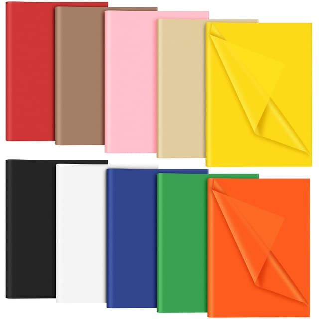 NEBURORA 120 Blatt mehrfarbiges Seidenpapier 10 Farben Seidenpapier Kunst-Tissue Großpackung für Geburtstage, Feiertage, Geschenke, Verpackung, Blumenstrauß, Verpackung, Dekoration