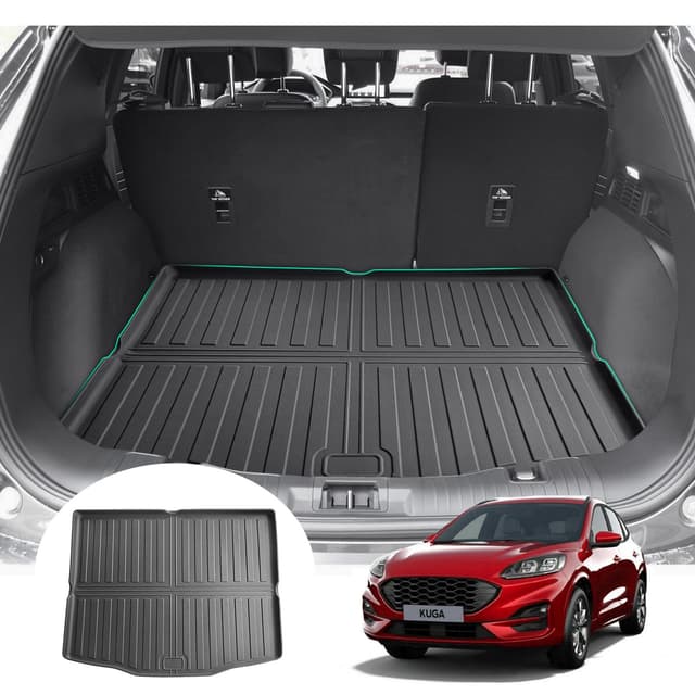 GAFAT Kompatibel mit Ford Kμgα 3 III ST Line 2020-2024 2025 Kofferraummatte, Leicht zu Falten, Kμgα MK3 Bj. 2020- TPE Allwetter Kofferraumwanne, Original 3D Scannen Hohe Kante Kugα 3 (Kofferraum)