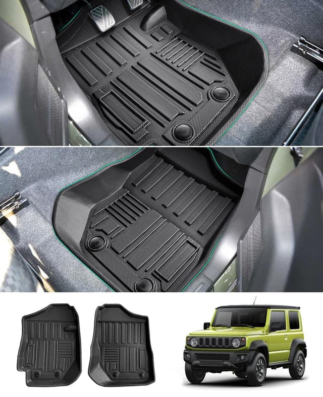 GAFAT Neu Suzuki Jimny 2021-2024 2025 JB64/JB74 (Schaltgetriebe) Fussmatten, TPE Allwetter Fußmatten für Suzuki Jimny Bj. 2021- Gummimatten Original 3D Scannen Hoher Kante 5-7 cm Fussmatten (Schaltgetriebe)