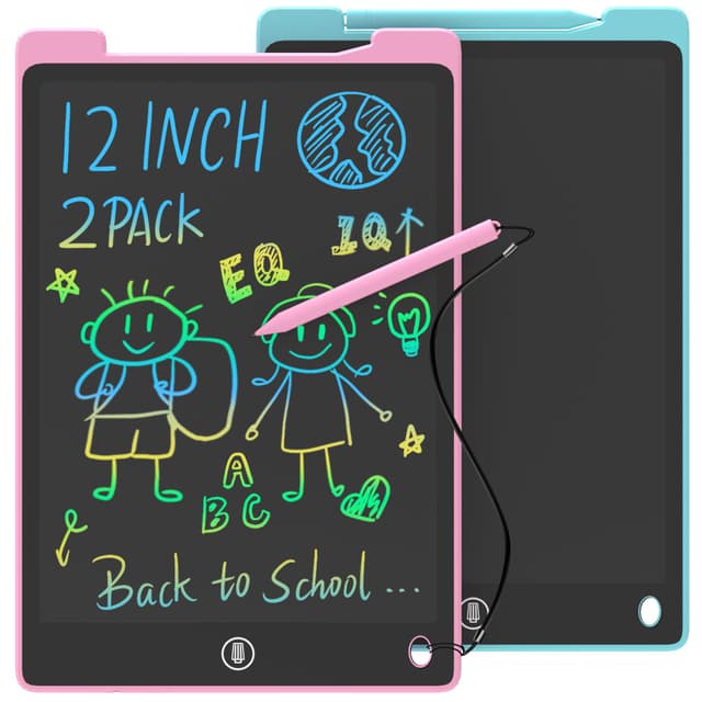 GUYUCOM 2 Stück Kinder Zeichentafel 12 Zoll Kinder Spielzeug ab 2 3 4 5 6 Jahre alt Junge Mädchen,Schreibtafel Maltafel Kinderspielzeug und Geschenke zum Geburtstag Rosa&Blau Zwei Stücke