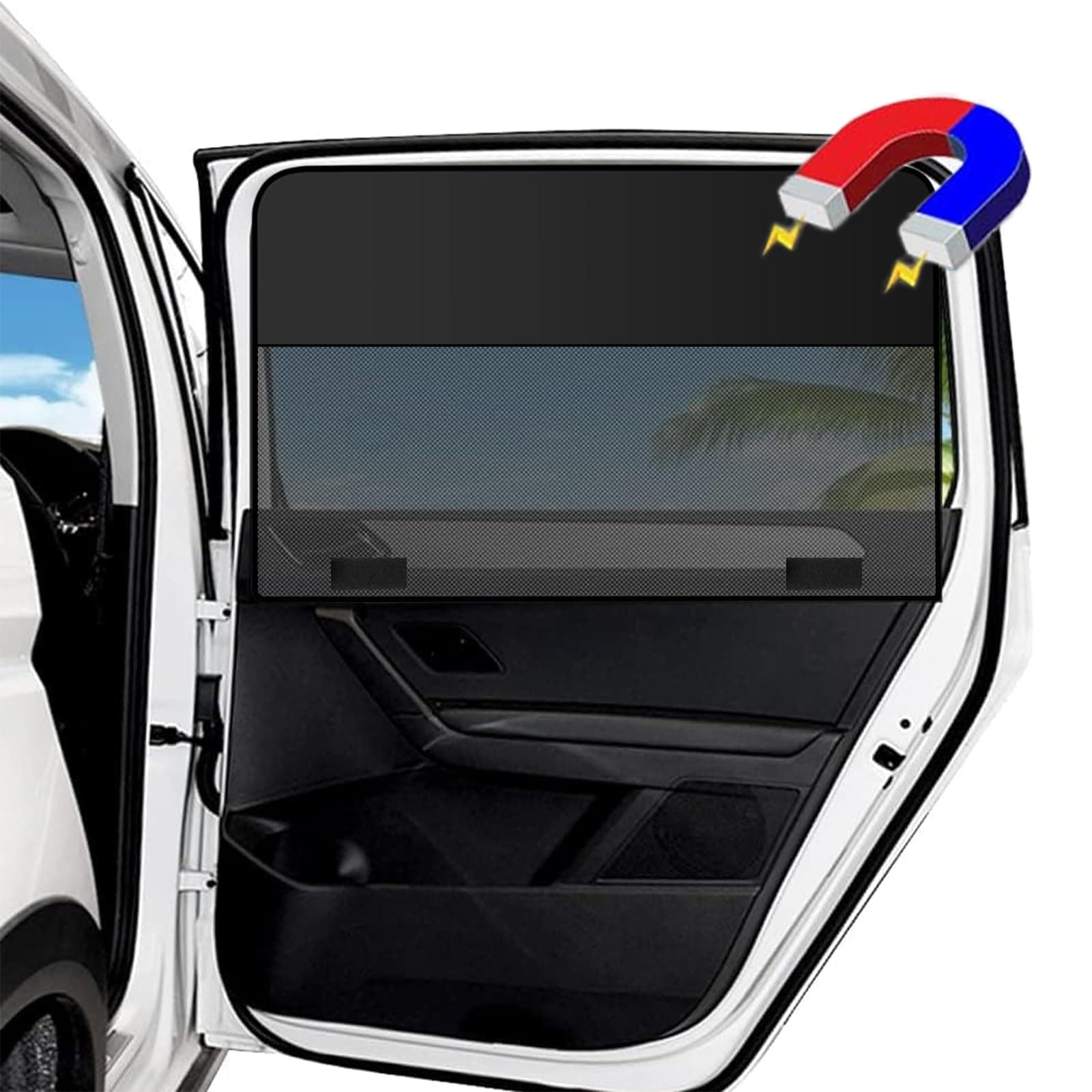 FINEVERNEK 2 Stück Sonnenschutz Auto Vorhang, Magnetisch Auto Sonnenschutz Hintere Seitenscheibe, mit 10 Magneten, UV-Schutz, Blick aus dem Fenster, Sonnenblende Auto Kinder Erwachsene und Haustiere Schwarz
