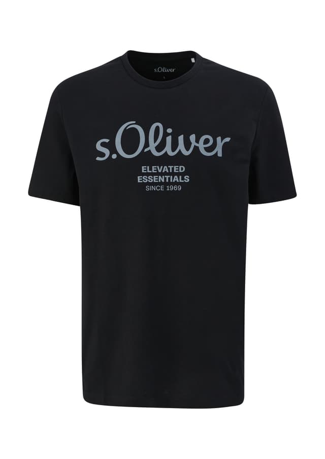 Baumwoll-T-Shirt mit Logo-Print XL Schwarz
