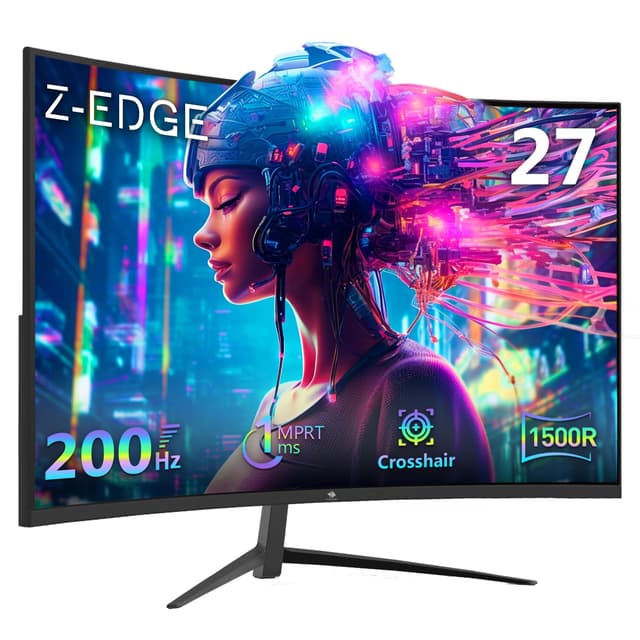 Z-Edge 27 Zoll Curved Gaming Monitor 200Hz 1ms MPRT, Full HD 1500R Curved Display, VA Panel, FreeSync, HDMI 2.0 & DisplayPort 1.4 - Schwarz
