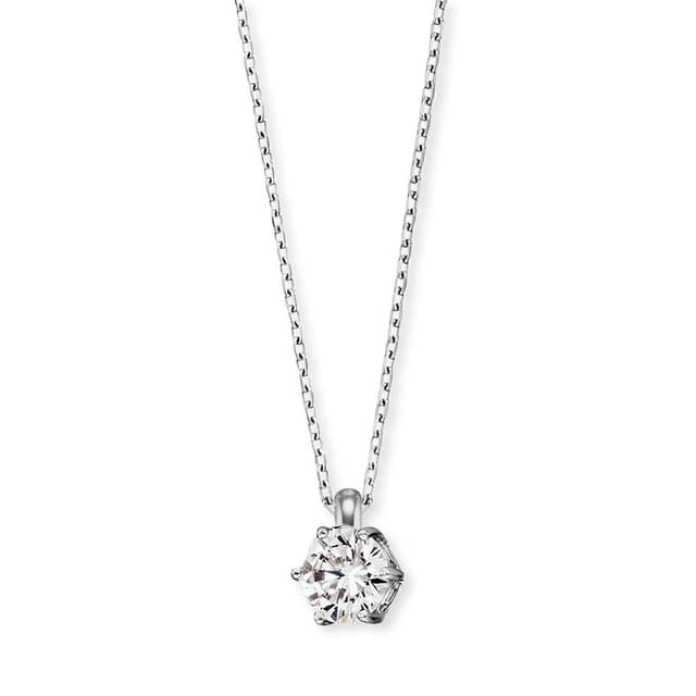 Engelsrufer Damen Halskette aus Sterling Silber und silbernem Zirkonia Anhänger - besetzt mit einem Zirkonia Stein - Karabinerverschluss - Länge: 44cm