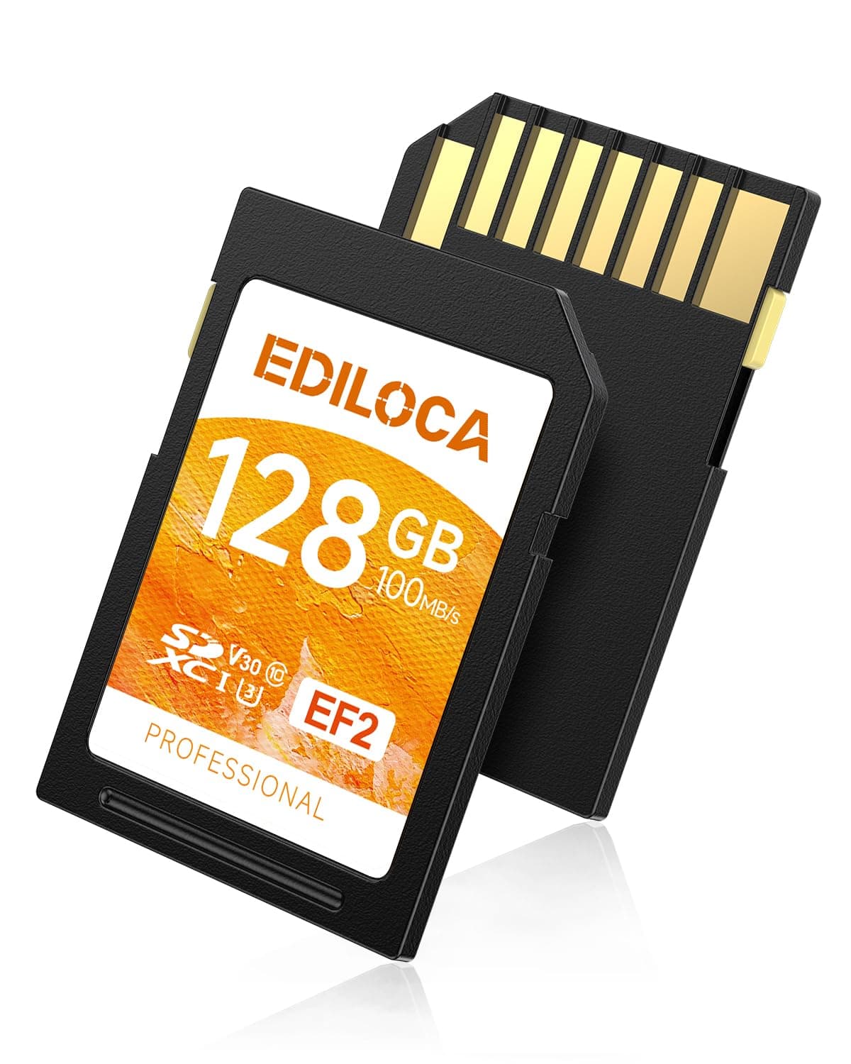 Ediloca EF2 UHS-I Speicherkarte 128GB, Lesen 100MB/s, Schreiben 90MB/s, C10, U3, V30, Full-HD und 4K-Video, SD-Karte für professionelle Fotografen 128GB 1 Stück