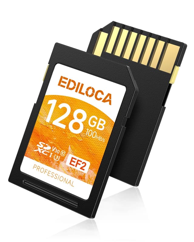 Ediloca EF2 UHS-I Speicherkarte 128GB, Lesen 100MB/s, Schreiben 90MB/s, C10, U3, V30, Full-HD und 4K-Video, SD-Karte für professionelle Fotografen 128GB 1 Stück