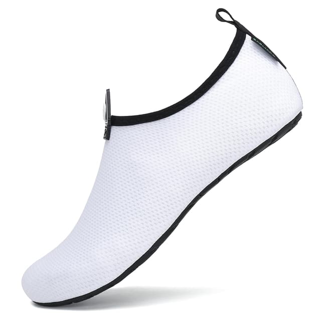 SAGUARO Unisex Badeschuhe Schnell Trocknend Schwimmschuhe Herren Damen Wassersportschuhe, Gr. 36-47 Leicht Weiß 42/43 EU