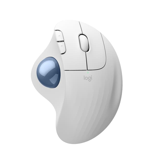 Logitech ERGO M575S kabellose Trackball-Maus, kabellose ergonomische Maus mit Bluetooth und verschlüsseltem Dongle, komfortable Daumensteuerung, für PC/Mac - Weiß Weiß ERGO M575S